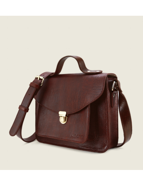 Sac à main cuir marron porté bandoulière, anses côté interne abîmées - Accessoires & Bagagerie