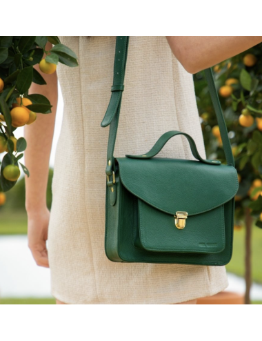 Mademoiselle George azur vert impérial - sac a main cuir vert femme - PAUL MARIUS boutiqueholala.com