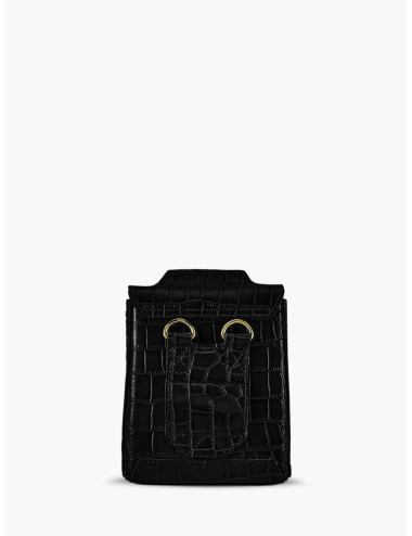 pochette pour téléphone Agathe alligator noir de jais PAUL MARIUS boutiqueholala.com