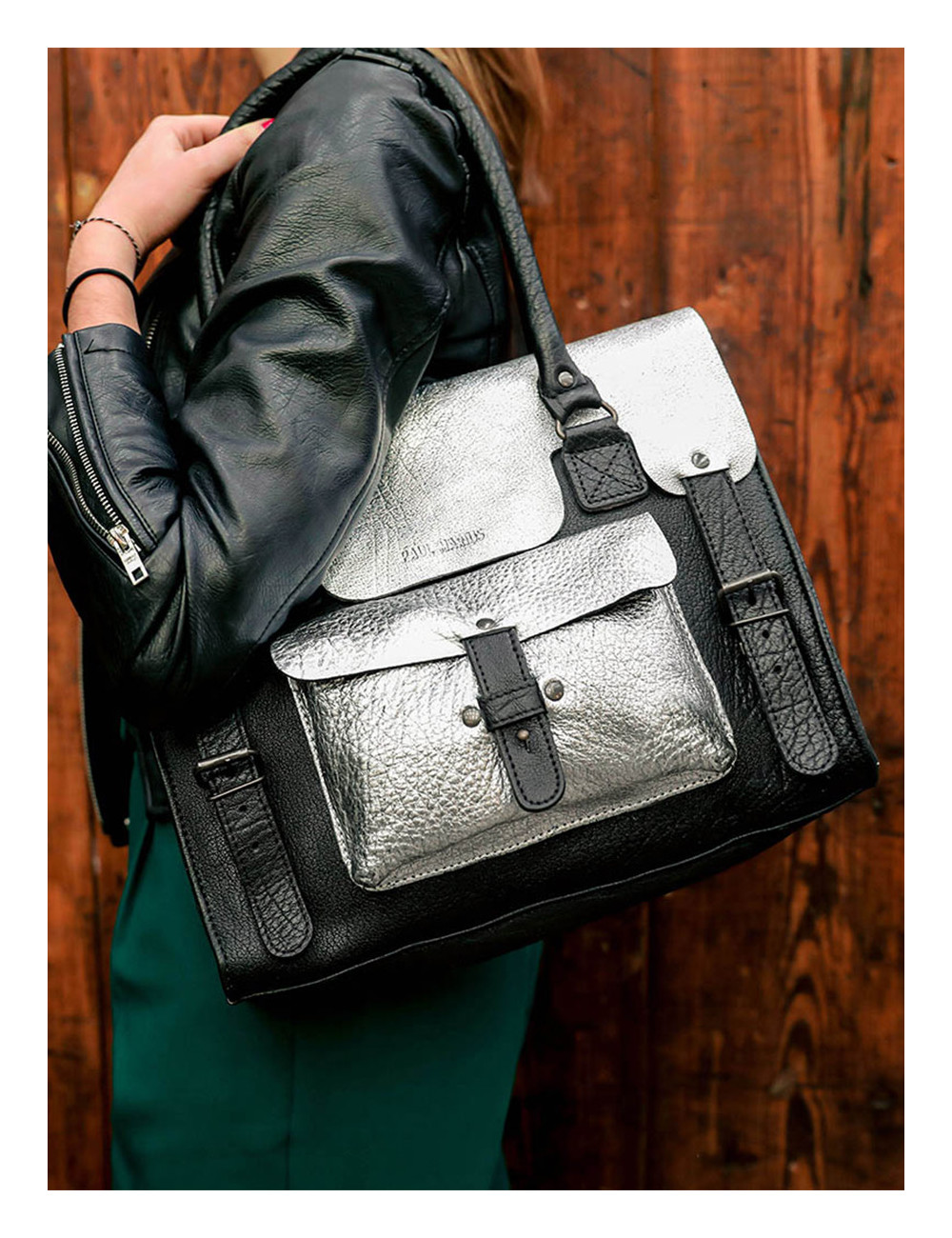 Sac à Main Pour Femme En Simili Cuir Argenté – 33x11x31 Cm – Style Décontracté – Fermeture Éclair - 6