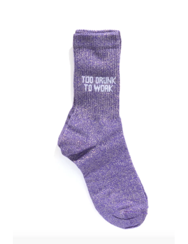 chaussettes paillettes violettes too drunk to work Felicia aussi Paris boutiqueholala.com