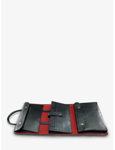 La trousse de toilette dépliable noir - Trousse de toilette cuir noir - Paul Marius boutiqueholala.com