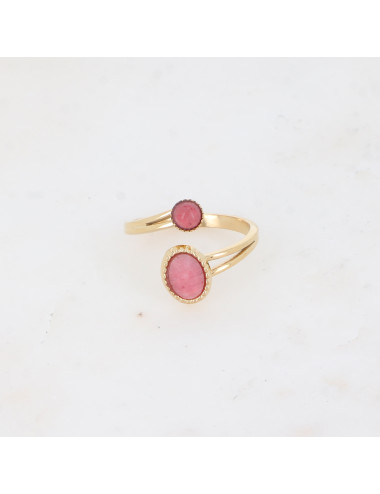 bague dorée rhodonite rose ikita boutiqueholala.com