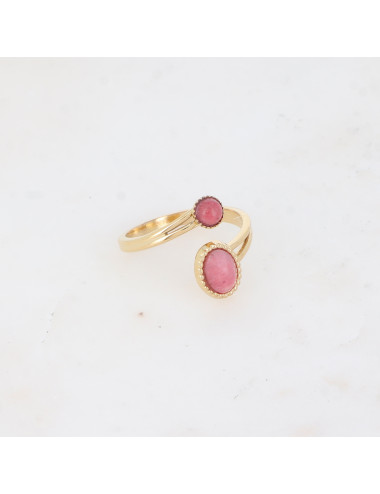 bague dorée rhodonite rose ikita boutiqueholala.com