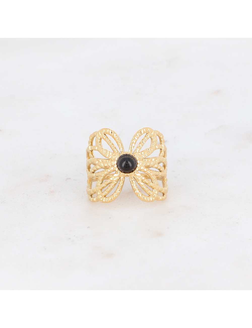 bague Jose dorée onyx bohm boutiqueholala.com