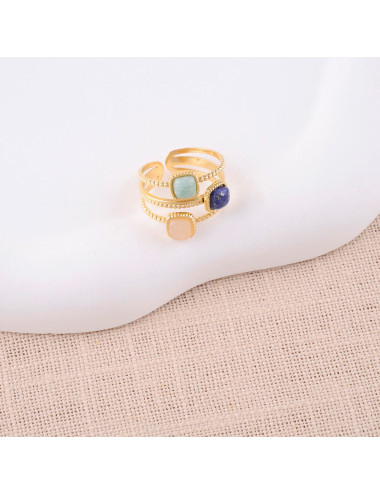 bague dorée pierre naturelles multi boutiqueholala.com