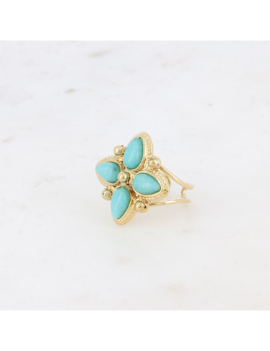 bague dorée pierre naturelle amazonite boutiqueholala.com