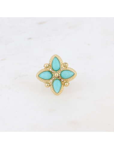 bague dorée pierre naturelle amazonite boutiqueholala.com