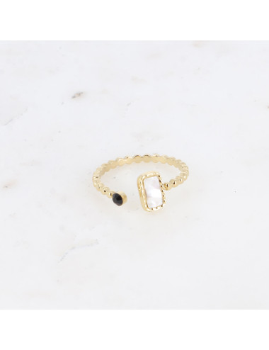 Bague fine doré nacre blanche boutiqueholala.com