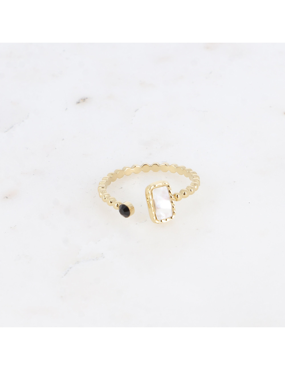 Bague fine doré nacre blanche boutiqueholala.com