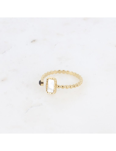 Bague fine doré nacre blanche boutiqueholala.com