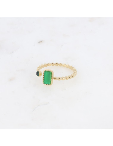 Bague fine doré Agathe verte boutiqueholala.com