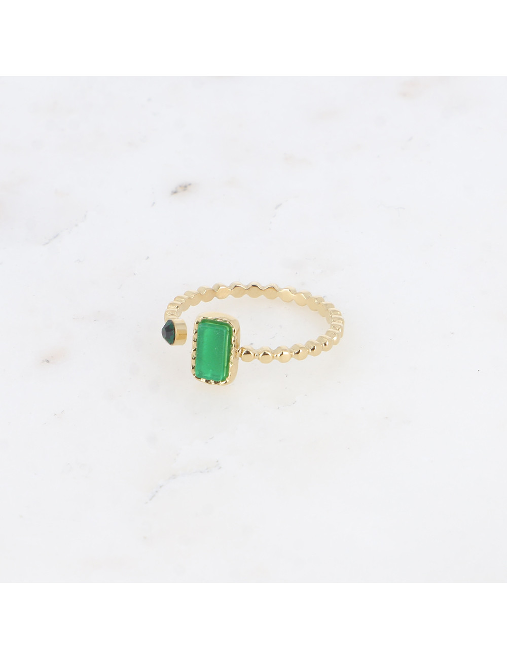 Bague fine doré Agathe verte boutiqueholala.com