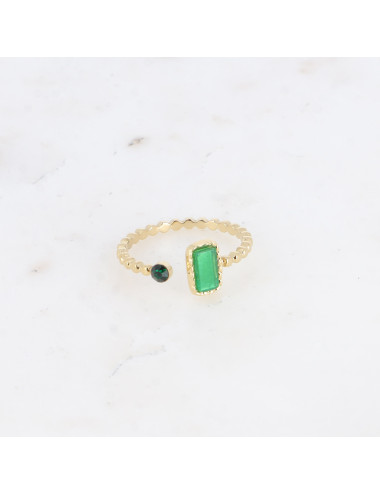 Bague fine doré Agathe verte boutiqueholala.com