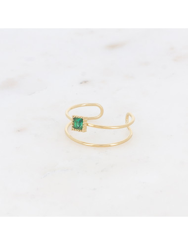 Bague doré vert double rangs boutiqueholala.com