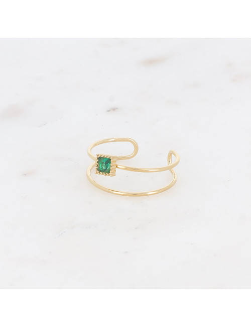 Bague doré vert double rangs boutiqueholala.com