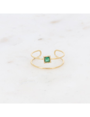 Bague doré vert double rangs boutiqueholala.com