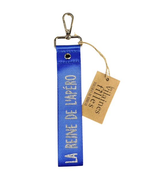porte clés à paillettes bleu la reine de l'apéro boutiqueholala.com