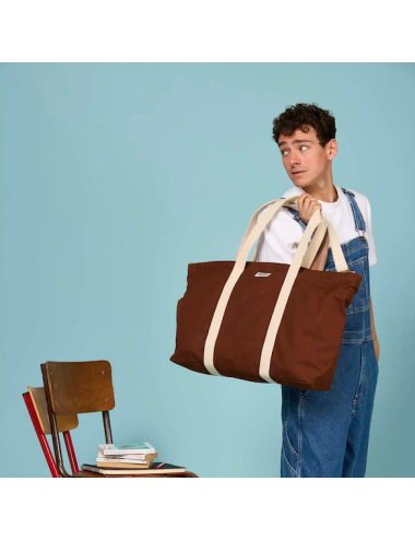 Grand Sac Cabas jean Chocolat coton bio - hindbag boutiqueholala.com