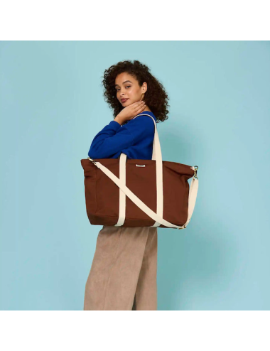 Grand Sac Cabas jean Chocolat coton bio - hindbag boutiqueholala.com