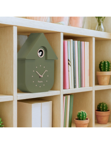 Horloge Coucou Vintage Vert Olive et Rose Fisura boutiqueholala.com