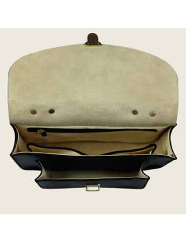 Mademoiselle George 1960 Noir de jais - sac a main bandoulière cuir femme - PAUL MARIUS boutiqueholala.com