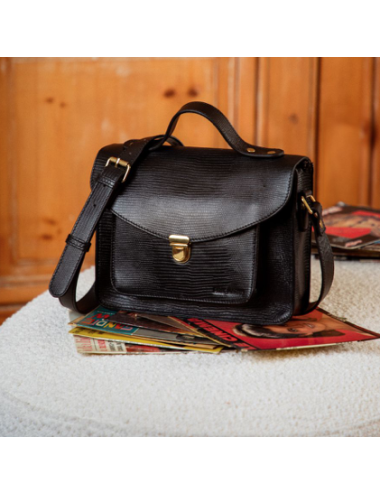 Mademoiselle George 1960 Noir de jais - sac a main bandoulière cuir femme - PAUL MARIUS boutiqueholala.com