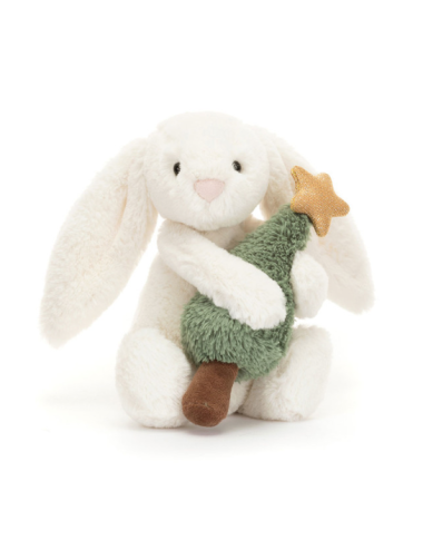 Peluche lapin avec Arbre de  bashful bunny with Christmas tree - Jellycat boutiqueholala.com