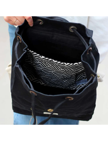 Sac à Dos Eliot Noir Coton Bio -Hindbag boutiqueholala.com