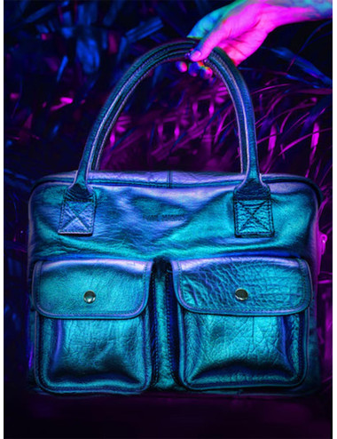Sac Bandoulière en Cuir LeDandy Scarabée Bleu Métallisé - PAUL MARIUS boutiqueholala.com