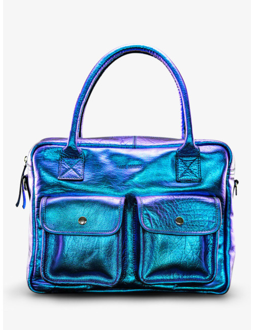 Sac Bandoulière en Cuir LeDandy Scarabée Bleu Métallisé - PAUL MARIUS boutiqueholala.com