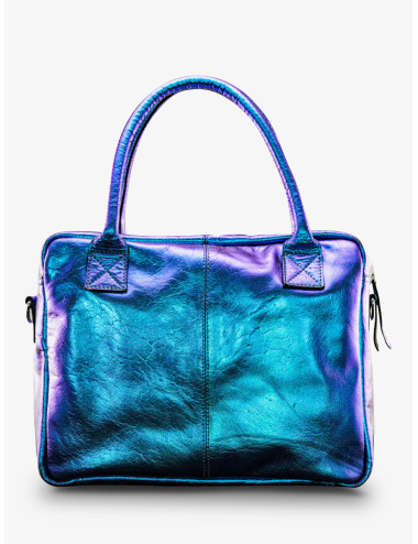 Sac Bandoulière en Cuir LeDandy Scarabée Bleu Métallisé - PAUL MARIUS boutiqueholala.com