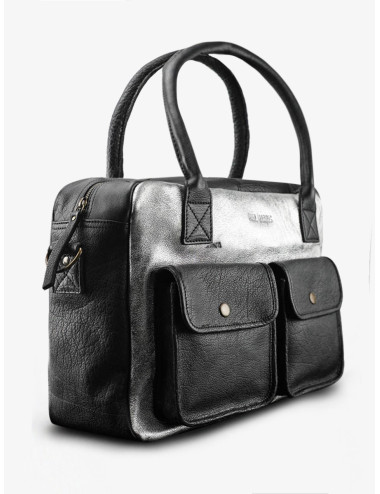 Sac Bandoulière Cuir Ledandy Noir et argenté - PAUL MARIUS boutiqueholala.com