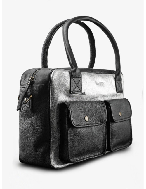 Sac Bandoulière Cuir Ledandy Noir et argenté - PAUL MARIUS boutiqueholala.com