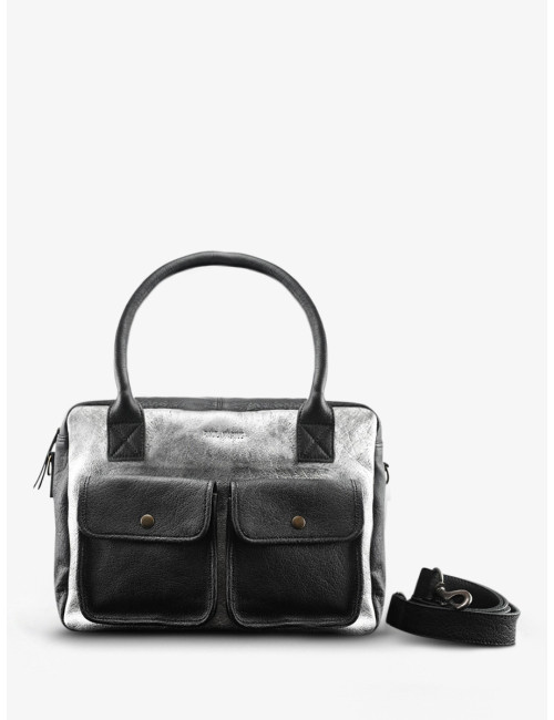 Sac Bandoulière Cuir Ledandy Noir et argenté - PAUL MARIUS boutiqueholala.com