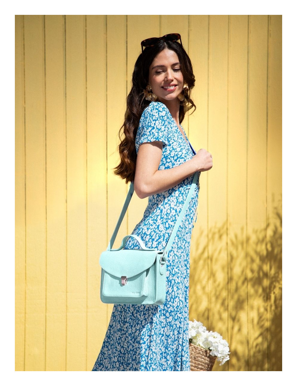 Sac Bandoulière Cuir Femme Mademoiselle George Azur Bleu Ciel