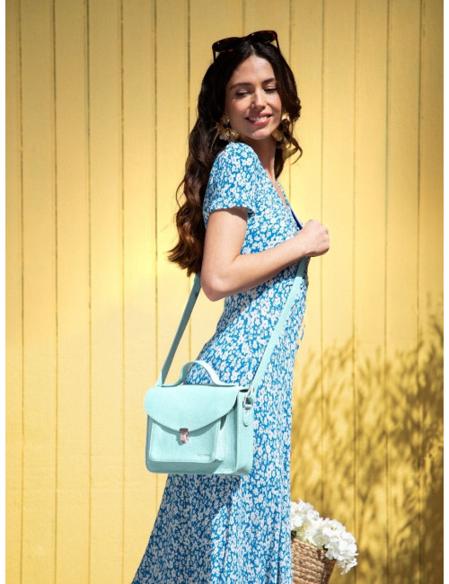 Sac Bandoulière Cuir Femme Mademoiselle George Azur Bleu Ciel - PAUL MARIUS boutiqueholala.com