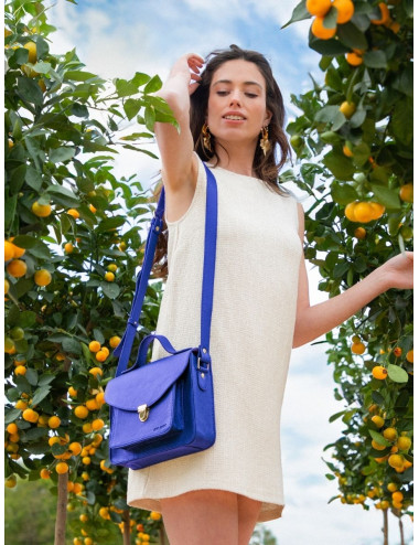 Sac Bandoulière Cuir Femme Mademoiselle George Azur Bleu roi - PAUL MARIUS boutiqueholala.com