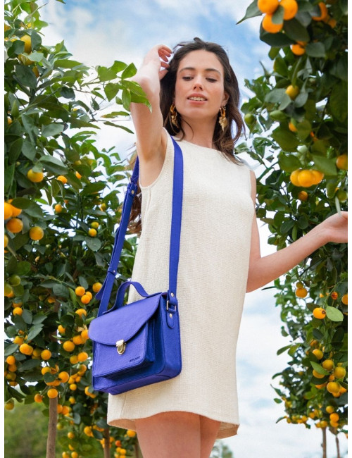 Sac Bandoulière Cuir Femme Mademoiselle George Azur Bleu roi - PAUL MARIUS boutiqueholala.com