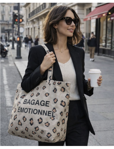Grand Sac Cabas Bagage Emotionnel Léopard - Félicie Aussi boutiqueholala.com