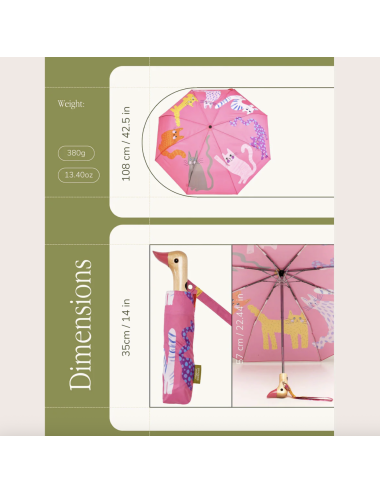 Parapluie compact Canard Arty Cats fuchsia – Original Duckhead - boutiqueholala.com