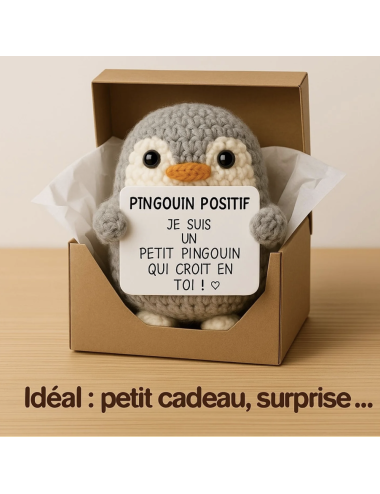 Pingouin positif – Petit compagnon douceur & optimisme - boutiqueholala.com