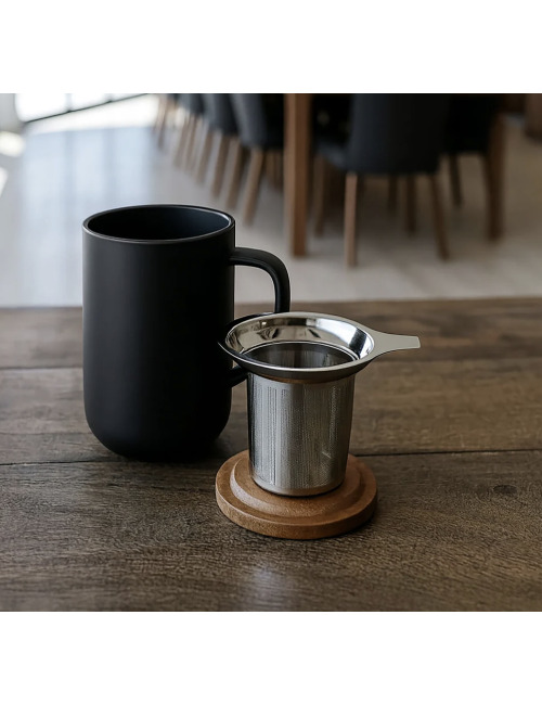 Tisanière Juliet noire en grès – 475 ml avec filtre - boutiqueholala.com