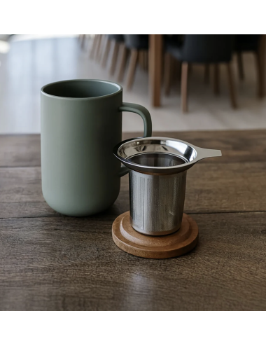 Tisanière Juliet kaki en grès – 475 ml avec filtre - boutiqueholala.com