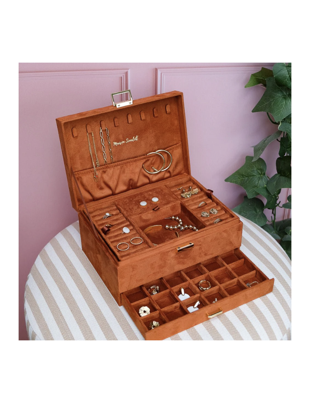 Boîte à bijoux velours deux étages – Maison Scarlett - Holala.com