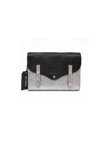 Sac bandoulière cuir femme L’Indispensable noir & argenté - Holala