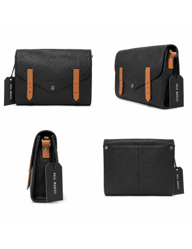 Sac bandoulière cuir femme L’Indispensable noir - Holala