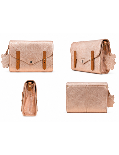L'indispensable or rose - sac bandoulière cuir femme rose - Paul Marius