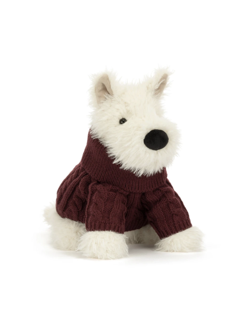 Jellycat Munro Scottie Dog Winter Jumper – Chien Scottie en Pull d’Hiver