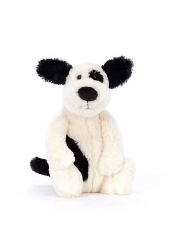 Peluche Jellycat Bashful Black & Cream Puppy – Petit modèle